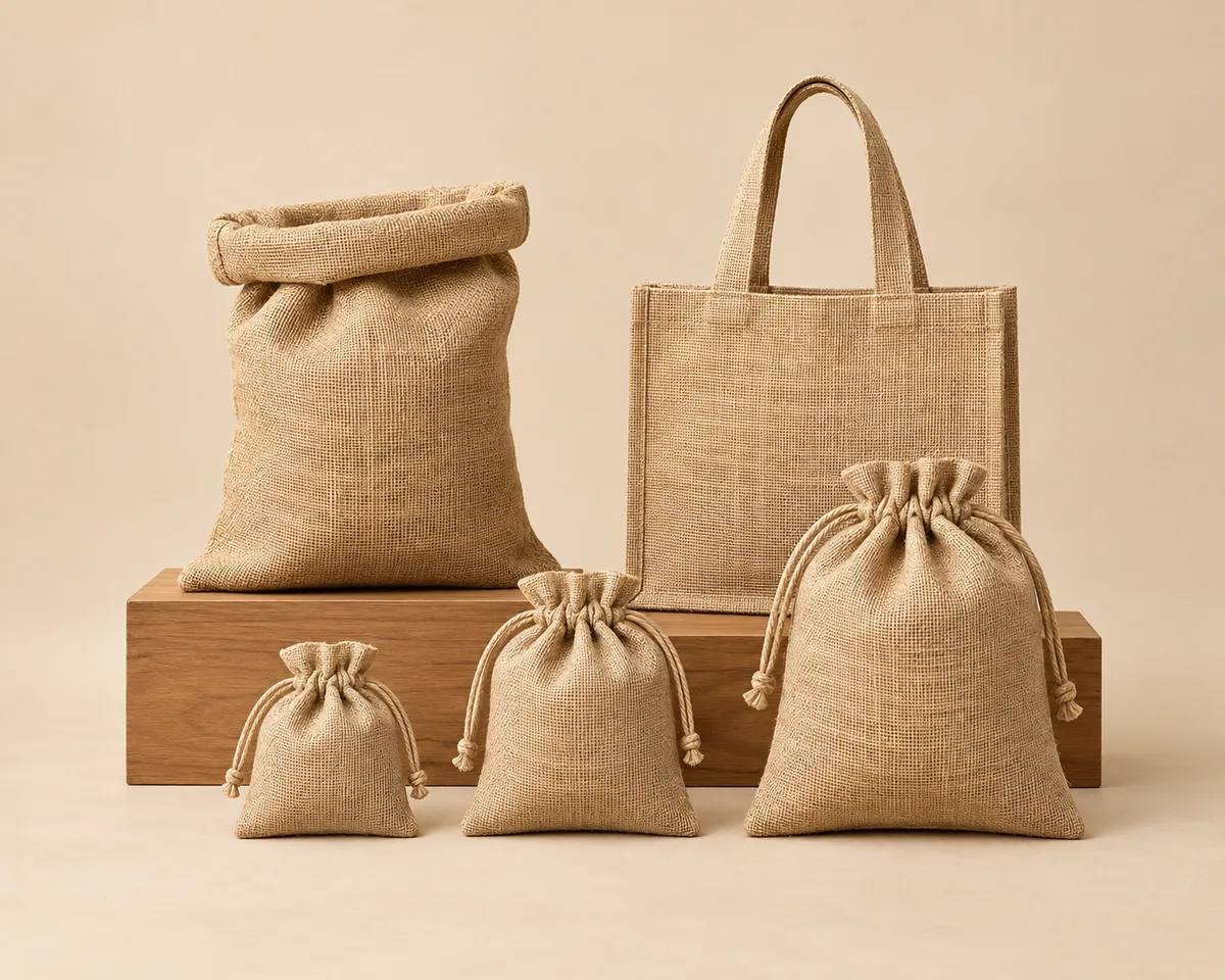 Wholesale burlap bags with drawstring in three sizes