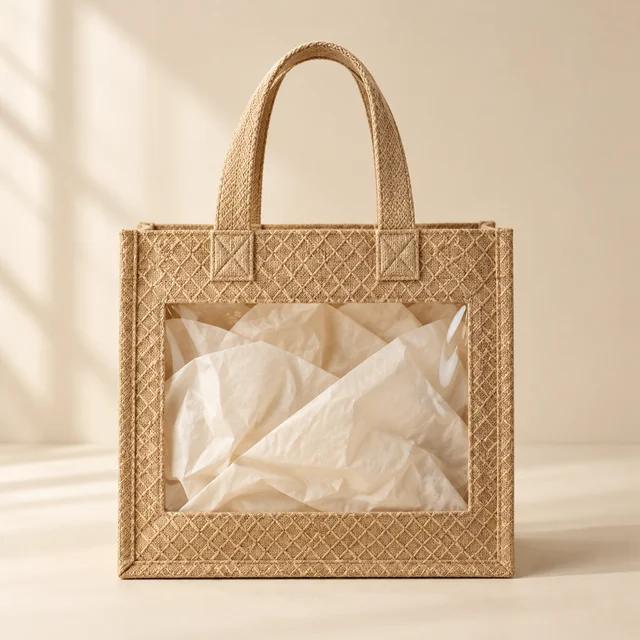 Diamond Jute Bags with Eco Window for wholesale, bulk supply
