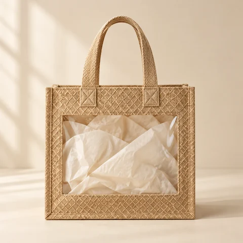 Diamond Jute Bags with Eco Window for wholesale, bulk supply