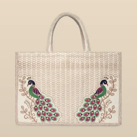 Embroidered Hamper Bag, Twin Peacock for wholesale, bulk supply