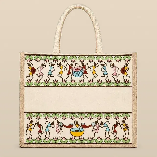 Embroidered Hamper Bag, Warli Tribal for wholesale, bulk supply
