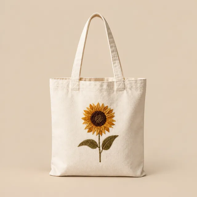 Hand-Embroidered Cotton Tote, Sunshine Bloom for wholesale, bulk supply