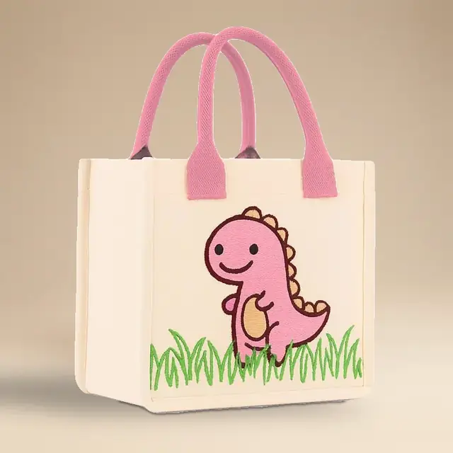Kids Embroidered Tote, Dinosaur for wholesale, bulk supply