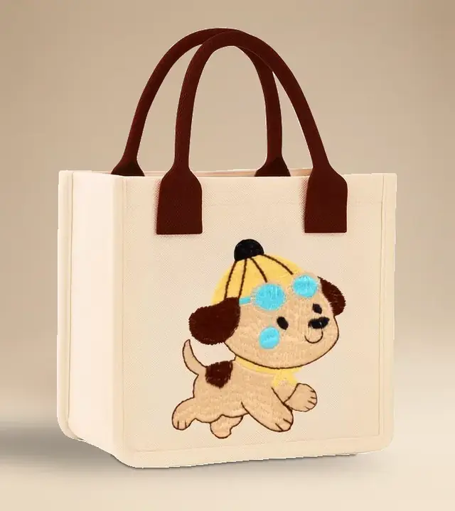 Kids Embroidered Tote, Dog for wholesale, bulk supply