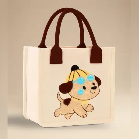 Kids Embroidered Tote, Dog for wholesale, bulk supply