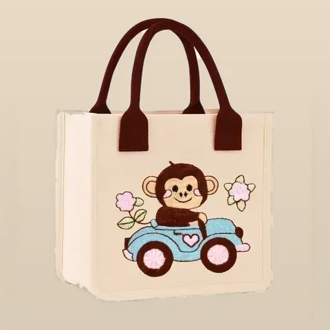 Kids Embroidered Tote, Monkey for wholesale, bulk supply
