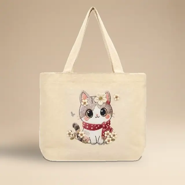 Kitty Print Canvas Tote for wholesale, bulk supply
