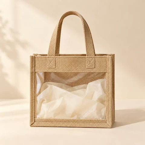 Sweets Hamper Jute Bags with Eco Window for wholesale, bulk supply