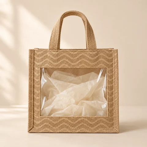 Wave Jute Bags with Eco Window for wholesale, bulk supply