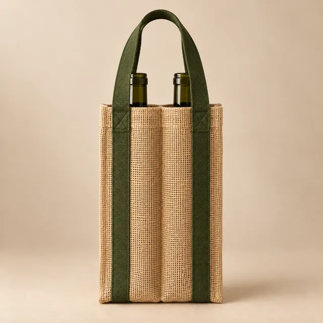 Two-bottle jute wine carrier bag, wholesale